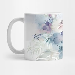 Watercolor Floral Berries Ferns Pastel Botanical Art Mug